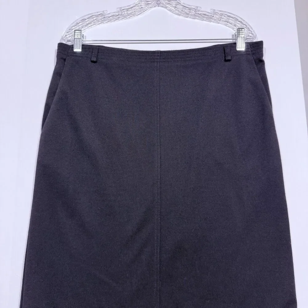 Alfred Dunner Midi Pencil Skirt Women's 10 Black Classic Pull On